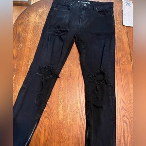 black distressed jeans